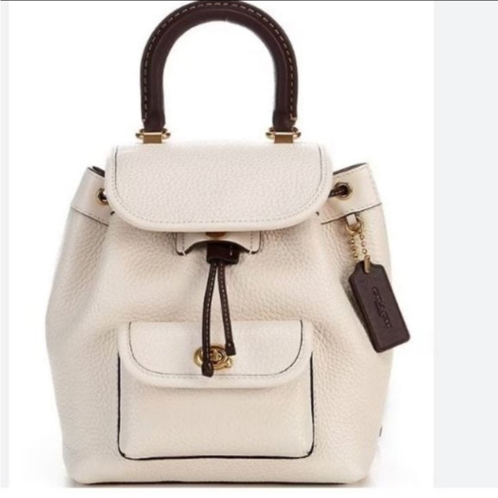 COACH Riya colorblock pebbled leather mini backpack Leather Chalk
